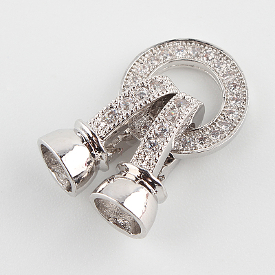Brass Micro Pave Cubic Zirconia Fold Over Clasps X-ZIRC-P003-27P-1