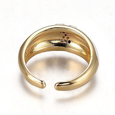 Brass Micro Pave Clear Cubic Zirconia Cuff Rings RJEW-H538-03G-X-1