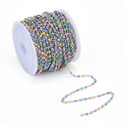 304 Stainless Steel Enamel Twisted Chains STAS-R100-40B-1