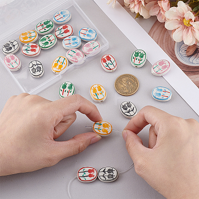 24Pcs 6 Colors Handmade Porcelain Beads PORC-WR0001-04-1