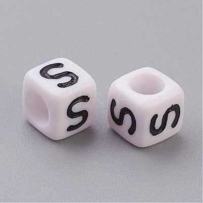 Acrylic Horizontal Hole Letter Beads PL37C9308-S-1
