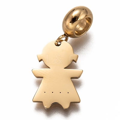 304 Stainless Steel European Dangle Charms STAS-I177-15G-1