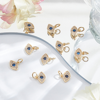 10Pcs Brass Micro Pave Cubic Zirconia Charms KK-ME0001-75-1