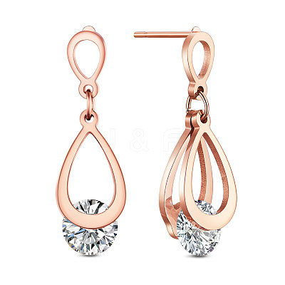 Stainless Steel Dangle Stud Earrings JE690A-1