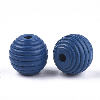 Painted Natural Wood Beehive Beads WOOD-S049-04B-02-1