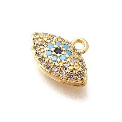 Brass Micro Pave Cubic Zirconia Charms KK-G519-09G-01-1