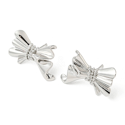 Bowknot Rack Plating Brass Stud Earrings EJEW-F331-31P-1
