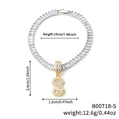 Fashionable Brass Micro Pave Clear Cubic Zirconia Charm Bracelets LS-AF9298-19-1