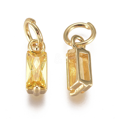 Brass Micro Pave Cubic Zirconia Charms ZIRC-F111-03G-1