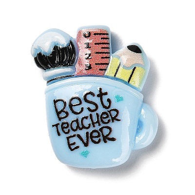 Teacher's Day Theme Opaque Resin Cabochons RESI-Z018-01B-1