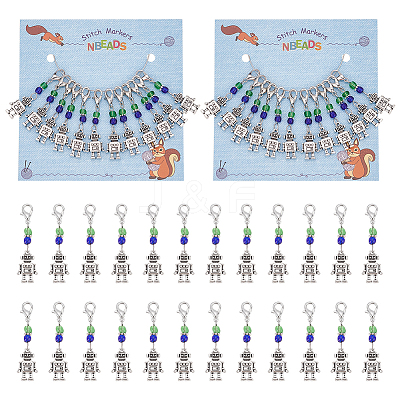 Robot Pendant Stitch Markers HJEW-AB00294-1