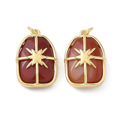 Brass & Natural Carnelian Pendants GG-CBAD360-19G-03-1