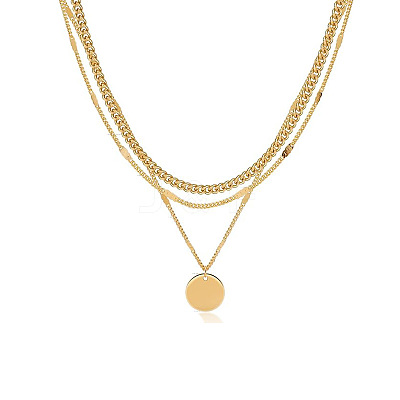 3Pcs Brass Disc Pendant 3 Layer Necklaces for Women FS-WG7502D-04-1