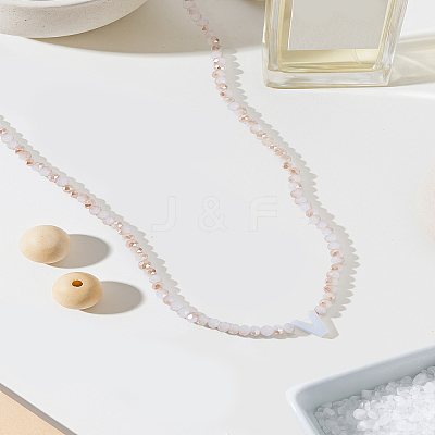 1Pc Glass Rondelle Beaded Necklaces NJEW-LP0007-23V-1