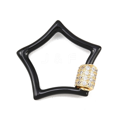 Star Brass Micro Pave Clear Cubic Zirconia Screw Carabiner Clasps KK-B167-01C-G-1