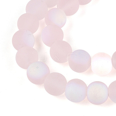 Frosted Transparent Glass Beads Strands GLAA-T032-T8mm-MBB10-1