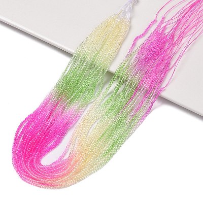 Transparent Gradient Color Glass Beads Strands GLAA-G101-2mm-09-1