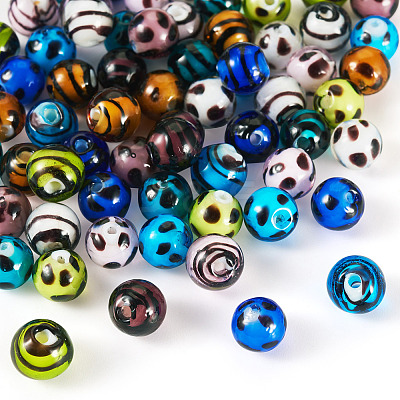 64Pcs 16 Styles Handmade Lampwork Beads LAMP-TA0001-59A-1