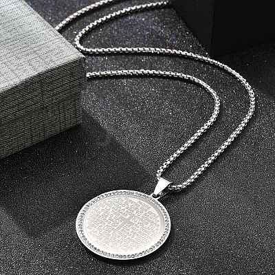 201 Stainless Steel Rhinestone Pendant Necklaces for Women NJEW-U021-08P-1