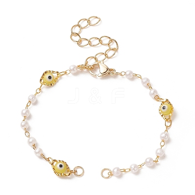 Handmade Lanpwork Evil Eye Link Bracelet Making AJEW-JB01150-13-1