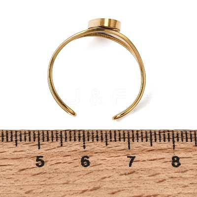 Oval 304 Stainless Steel Open Cuff Bangle Makings with Bezel Tray SA-CBABF3F-02G-02-1