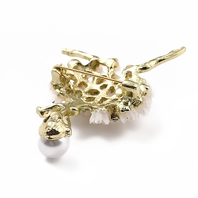 Ballerina Alloy Brooch with Resin Pearl JEWB-O009-20-1