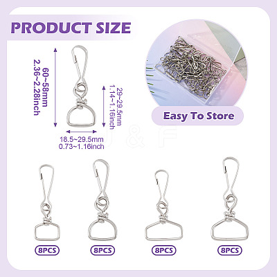 32Pcs 4 Styles Iron Swivel Clasps IFIN-TA0001-79-1
