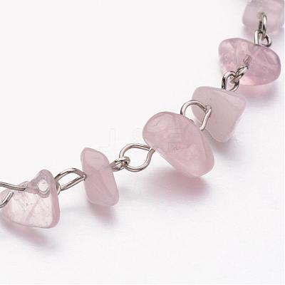 Natural Gemstone Chip Beaded Anklets AJEW-AN00175-1