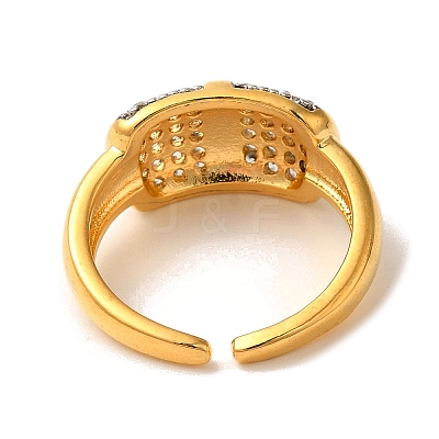 Brass Micro Pave Cubic Zirconia Cuff Rings for Women RJEW-G325-11E-GP-1