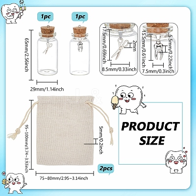 Transparent Glass My First Curl and My First Tooth Book Keepsake Bottle AJEW-FG00016-1