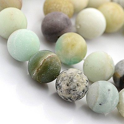Natural Frosted Flower Amazonite Round Beads G-D616-4mm-1