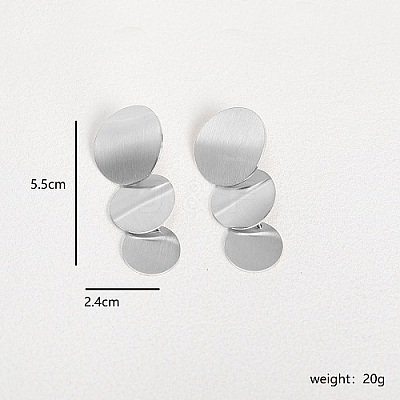 Non-Tarnish Brushed Round 201 Stainless Steel Dangle Stud Earring XW5128-2-1
