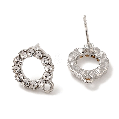 Rack Plating Brass Micro Pave Cubic Zirconia Studs Earrings Findings EJEW-K289-07P-1