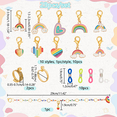 Rainbow DIY Knitting Tool Sets HJEW-NB00058-1