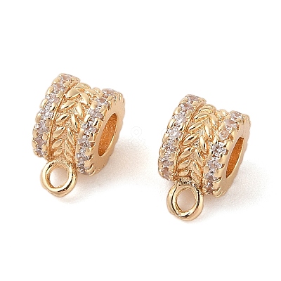 Brass Pave Clear Cubic Zirconia Beads KK-N256-08G-C-1