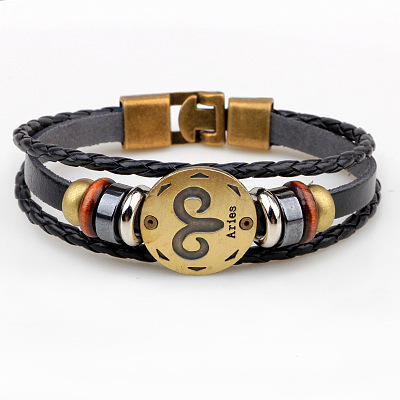 Braided Leather Cord Retro Multi-strand Bracelets BJEW-L616-20A-1