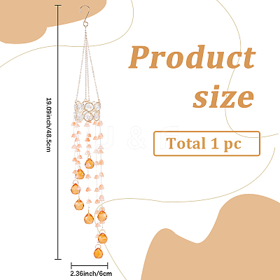 Flower Round Glass Beads Tassel Hanging Suncatchers for Window Garden Outdoor Decoration HJEW-WH20020-007A-1