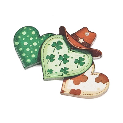 Saint Patrick's Day Opaque Printed Acrylic Pendants OACR-A045-05C-1