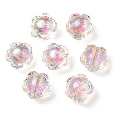 UV Plating Rainbow Iridescent Acrylic Beads OACR-A014-03D-1