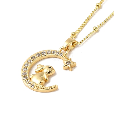 Brass Micro Pave Clear Cubic Zirconia Pendants Necklaces NJEW-K269-05G-07-1