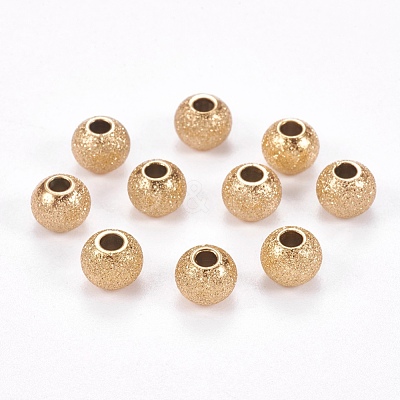 Ion Plating(IP) 304 Stainless Steel Textured Beads STAS-I081-6mm-04G-1