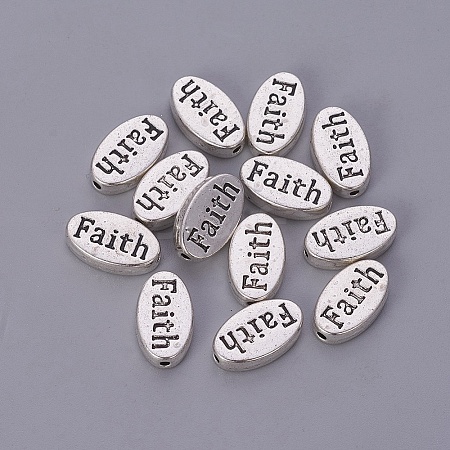 Oval with Faith Tibetan Style Beads X-TIBEB-A32287-AS-RS-1