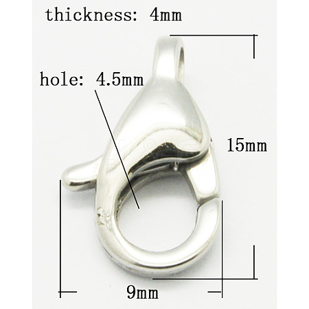 Tarnish Resistant 304 Stainless Steel Lobster Claw Clasps LS-STAS-Q048-3-1