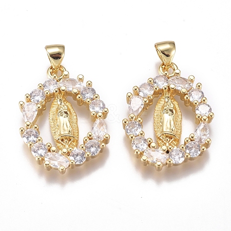 Brass Micro Pave Cubic Zirconia Pendants ZIRC-G168-05G-1