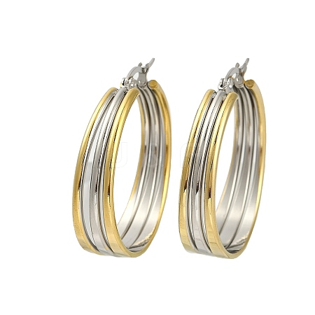 PVD Vacuum Plating 201 Stainless Steel Split Hoop Earrings for Women EJEW-F345-13GP-1