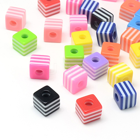 Opaque Stripe Resin Beads RESI-S342-10x10-M-1