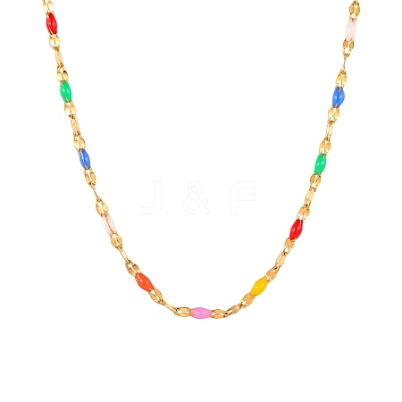 Stainless Steel Colorful Enamel Dapped Chain Necklaces for Women PW-WG600F4-01-1