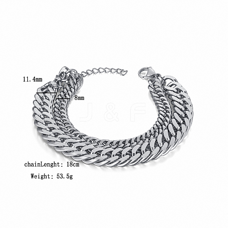 Stainless Steel Double-layered Cuban Link Chain Bracelets for Women FV2472-1-1