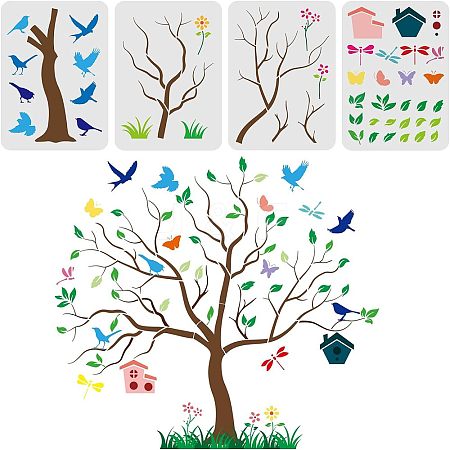 PET Hollow out Drawing Painting Stencils Sets for Kids Teen Boys Girls DIY-WH0172-484-1