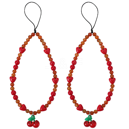 Agate & Crystal & Nylon & Alloy Mobile Straps AJEW-WH20002-55-1